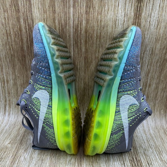 Nike Flyknit Air Max Women's Size 8 Running Shoes Light Charcoal Volt 620659-017 - Picture 7 of 10
